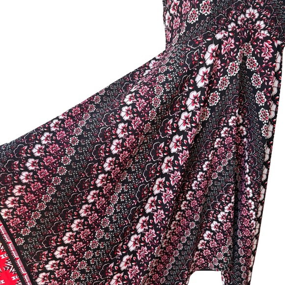 Express Summer Floral Bouquet Handkerchief Hem Boho Dress, Sz M - Picture 11 of 14